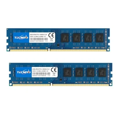 Imagen de TECMIYO 16GB Kit(2X8GB) PC3 10600U DDR3 1333MHZ Udimm 10600 1333 DIMM 2RX8 Dual Rank 240 Pin 1.5V CL9 Non ECC Unbuffered Desktop RAM Memory Module