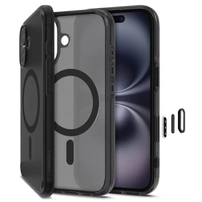Imagen de Spigen Funda para iPhone 16, Ultra Hybrid T MagFit [Cubierta habilitada Control de Cámara] Compatible con MagSafe Negro Translúcido