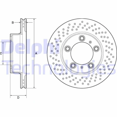 Imagen de DELPHI BG4769C Disco de freno 298 24 5 ventilado revestido altamente carbonizado sin cojinete rueda, anillo sensor ABS PORSCHE: Cayman, Boxster