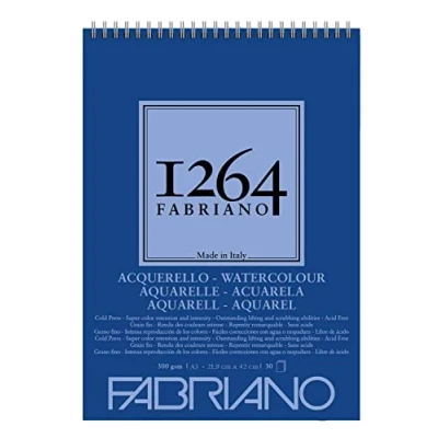 Imagen de Fabriano Honsell 19100650 Watercolour Bloc de Dibujo con Espiral 1264, 300 g/m², DIN A3, 30 Hojas Papel Satinado Grano Medio, sin ácidos, para Todas Las técnicas Secado, Blanco
