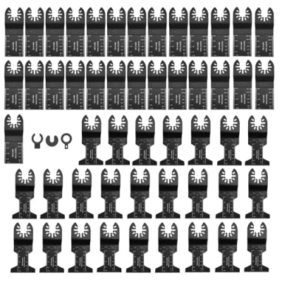 Imagen de Juego de Hojas Sierra Oscilantes Cuchillas para Herramientas 53PCS Multiherramienta Corte Acero Madera y Plástico Liberación Rápida con 3 Adaptadores