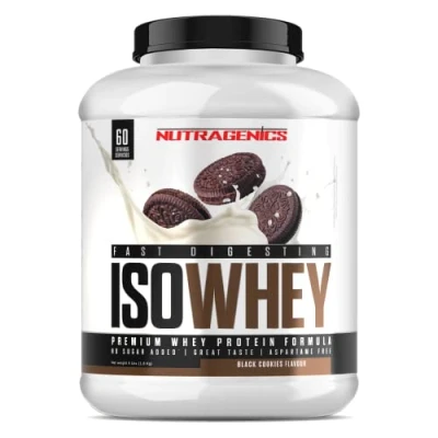 Imagen de Nutragenics ISOWHEY protein proteinas whey para el desarrollo muscular isolate masa con aminoácidos 1,8 kg (Galleta negra)