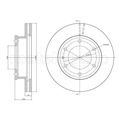 Imagen de METELLI Disco de freno HYUNDAI: ix35, i10 II Hatchback, MAZDA: Serie B Pick up, BT 50 FORD: Ranger Mk2 288,7mm 28,0mm 6 ventilado 23 1214
