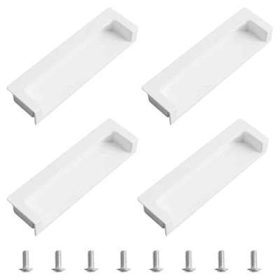 Imagen de MOROBOR Tatami manijas de puerta ocultas, 4 integradas, tiradores dedo empotrados con tornillos ocultos para armario y cajón (blanco, 105 mm)