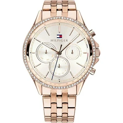 Imagen de Tommy Hilfiger Reloj Analógico de Cuarzo multifunción para Mujer con Correa en Acero Inoxidable Color Oro Rosado 1781978