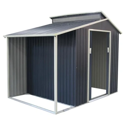 Imagen de Caseta jardín metálica con porche 355x193x237 cm (6,85 m²) Marlow gris