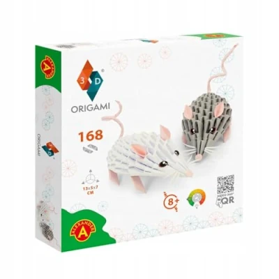 Imagen de Origami 3D 501836 Ratones Hermosa escultura de papel con componentes patentados e instrucciones montaje comprensibles, 168 piezas, 13 x 5 7 cm, a partir 8 años