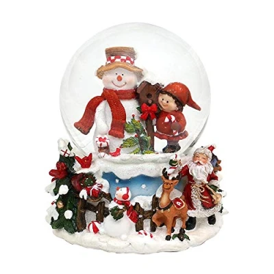 Imagen de Dekohelden24 Bola de Nieve con niño sobre Base ornamentada, Mecanismo Musical, melodía Navidad Blanca, Dimensiones (Largo x Ancho Alto): 12,5 12 14,5 cm, 10 cm diámetro