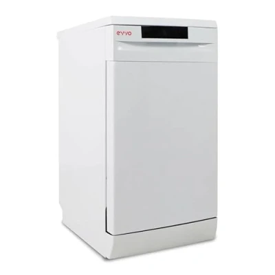 Imagen de EVVO Lavavajillas estrecho, Ancho 45 cm, Capacidad para 9 Cubiertos, Programa Rápido 30 minutos, Media Carga, Bandeja Superior Ajustable, 5 Programas, Modelo D1 Slim, Acabado Blanco