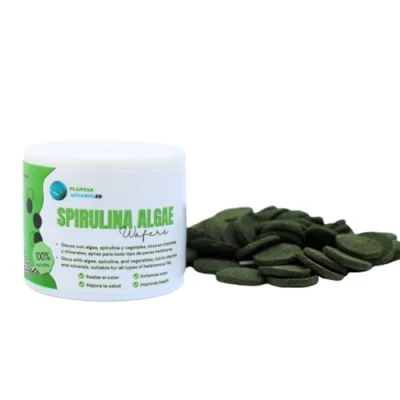 Imagen de Spirulina Algae Wafers 50 ml, Discos de spirulina, alimento Vegetal para Peces Fondo a Base Algas y Comida Natural equilibrada e invertebrados herbívoros.