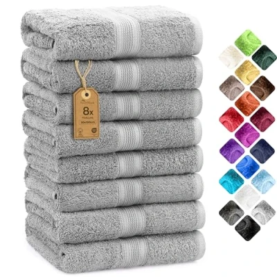 Imagen de NatureMark Toallas de Mano, Algodón, Gris Plata, Juego 8 50 x 100 cm,