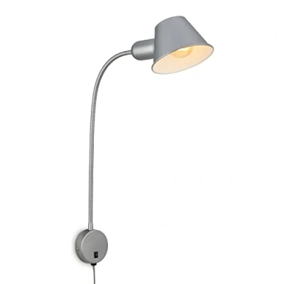 Imagen de Briloner lámpara de cama flexible, regulable, interruptor palanca, 1x casquillo E27 máx. 10 vatios, incl. cable, cromo mate, 55 cm