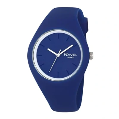 Imagen de Ravel Reloj Unisex con Correa de Silicona Contraste Ajuste cómodo y Fino Cuarzo analógico R1804.16 Azul/Blanco
