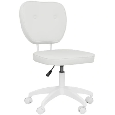 Imagen de Vinsetto Silla de Escritorio Tapizada en PU Oficina Giratoria con Altura Ajustable sin Brazos Carga 120 kg para Estudio Dormitorio 46x59x82 92 cm Blanco