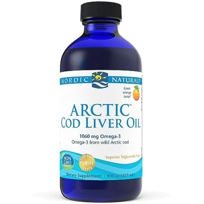 Imagen de Nordic Naturals, Arctic Cod Liver Oil, 1060mg Omega 3 de Aceite Hígado Bacalao, con EPA y DHA, Sabor Naranja, 237ml, Testado en Laboratorio, Sin Soja, Gluten, No GMO