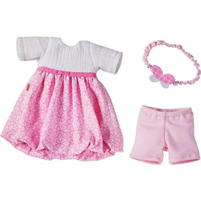 Imagen de HABA 305555 Juego ensueño, de Vestido, Diadema y Pantalones, Accesorios para muñecas 32 cm, Juguetes a Partir 18 Meses, sólido, Color Rosa, Talla única (305555)