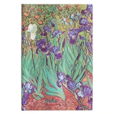 Imagen de Agenda Varzi Dal 1956 Paperblanks 2024, 12 meses, mini, horizontal, Iris de Van Gogh, 9,5 x 14, versión italiana
