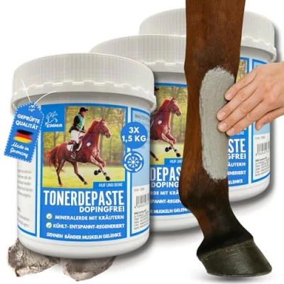 Imagen de ácido acético arcilla caballos ⇒ caballo libre de dopaje 3*1,5 Kg I bálsamo para enfriamiento pasta mineral curación gel