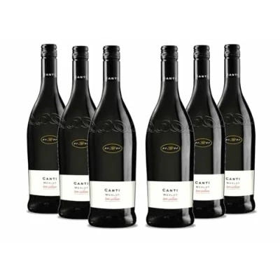 Imagen de Canti Merlot Terre Siciliane I.G.T., Vino Tinto Seco Italiano 13%, Sabor Redondo con un Gusto Afrutado y Notas de Chocolate Negro, 6x750 ml