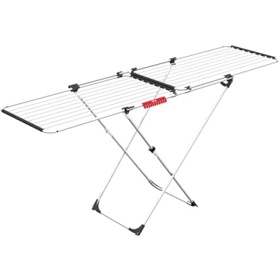 Imagen de Vileda 157245 Doble Tendedero Extensible de Acero y Aluminio, Blanco, 61 x 19.5 130.5 cm