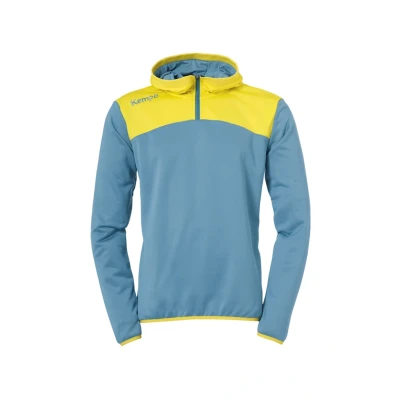Imagen de Kempa Emotion 2.0 Quarter Zip Hoody Sudadera, Hombre, Dove Blue/Lime Yellow, S
