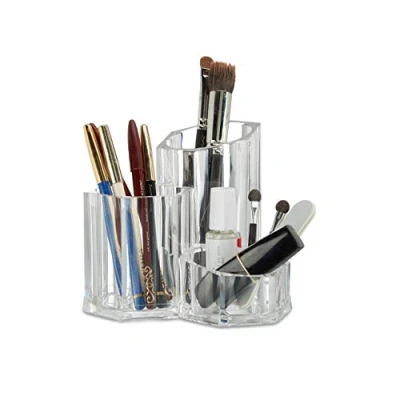 Imagen de Relaxdays Organizador Maquillaje para brochas, Fibra acrílica, Transparente, 12 x 13 13,5 cm, 5 61x93x96 cm