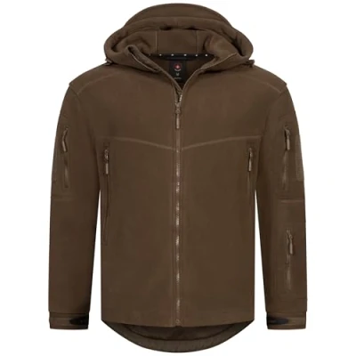 Imagen de Höhenhorn Biferten Chaqueta de forro polar militar para hombre con capucha, marrón, L