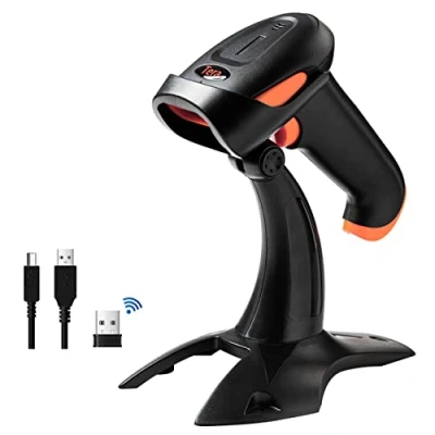 Imagen de Tera Lector de Código Barras QR 2D Inalámbrico con Soporte 3 en 1 Compatible Bluetooth y Escáner, Cable USB Portátil, HW0001
