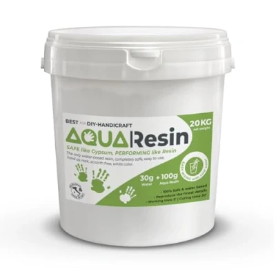 Imagen de Aqua Resin Resina Mineral en Polvo Blanco no tóxico y 100% Segura para Mezclar con Agua colorable e Ideal Usar moldes (20 kg)