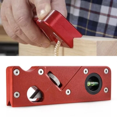 Imagen de Multifunción Madera Cepillo, Cepillo Chaflán 45 Grados Contornos de Radio 1/8&quot; 3/16&quot; 1/4&quot; Cepilladora Biseladora Biselador Manual Con 2 Niveles Burbuja, para Carpinteros (Rojo)