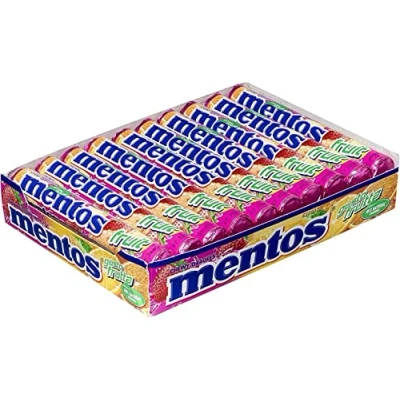 Imagen de Mentos Frutas, Caramelo Masticable con Zumo de Frutas 20 unidades 38 gr (Total 760 gr)