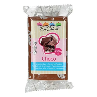 Imagen de Funcakes Pasta de Azúcar Fondant para Tartas, Galletas, Cupcakes o Modelar Sabor Choco 250 gr Color Chocolate