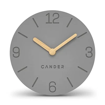 Imagen de Cander Berlin MNU 2615 H Reloj de Mesa (Funciona con Pilas, sin Ruido tictac, analógico, Moderno, manecillas Madera MDF, 15 cm), Color Gris
