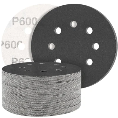 Imagen de STEBRUAM Discos de lija 125mm,50 Piezas Hook and Loop Papel Abrasivos carburo silicio 600 Granos para Lijadora Orbital Excéntrica