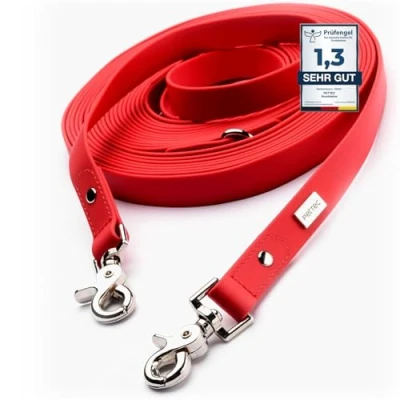 Imagen de PetTec Correa de Adiestramiento para Perros Extra Larga con Gancho Metal el Collar Trioflex Resistente, Flexible e Impermeable Pasear, Correr y Realizar Actividades Aire Libre 5m