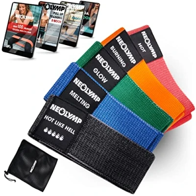 Imagen de NEOLYMP Bandas elasticas Fitness + Libro electrónico con más de 100 Ejercicios (Nivel 2 5 7,5 kg Naranja) Cintas musculacion Resistencia