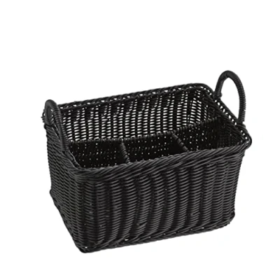 Imagen de APS cubertero ECONOMIC con 4 compartimentos, irrompible, cubertero, contenedor de cubiertos, negro, 18 x 26 cm, altura 15 cm