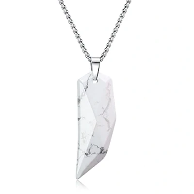 Imagen de COAI Collar Unisex de Acero Inoxidable con Colgante Diente Lobo en Howlita