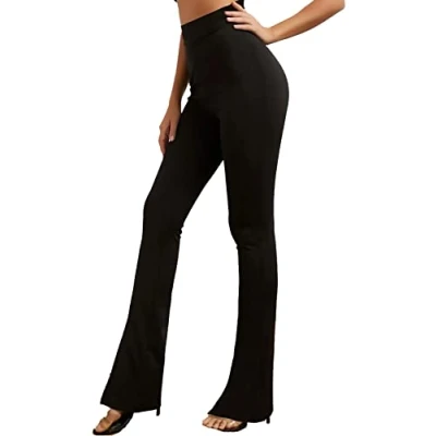 Imagen de MCA Pantalones de mujer Campana Ajustados Pata Elefante Elásticos, Negro Pata, XXL