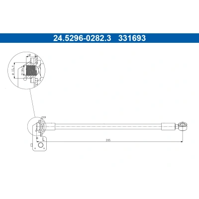 Imagen de ATE 24.5296 0282.3 Latiguillos de Freno 285 M10x1 HYUNDAI: i30 II Hatchback