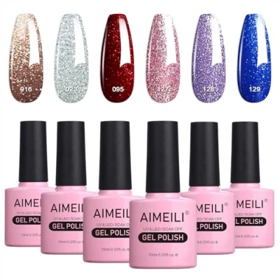Imagen de AIMEILI Esmaltes Semipermanentes para Uñas en Gel UV LED, Kit de Pintauñas Permanente Soak Off 6 Colores 10ml Set 29