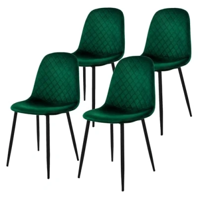 Imagen de ML Design Juego de 4x Sillas Comedor Gris Oscuro con respaldo Asiento Ergonómico Acolchado Tapizado Terciopelo Patas Metal Sillón Diseño Moderno para Mesa Salón, Escritorio o Cocina