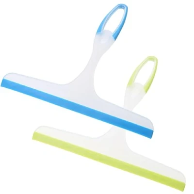 Imagen de 2 Pieza Limpiacristales Ducha Escobilla de Goma Rasqueta,Silicona Multiusos para Ventana Espejo Piso Cristal Puerta Parabrisas Coche Rasurador Resistente (Verde + Azul)