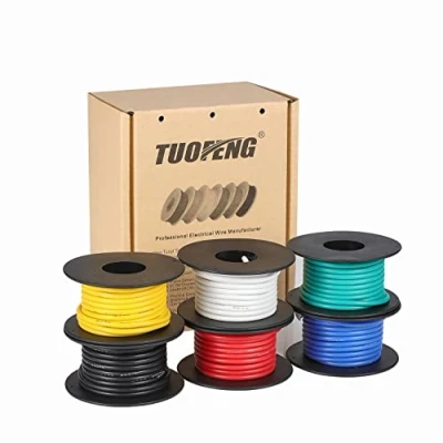 Imagen de TUOFENG cable de silicona flexible 16 AWG, 1,25 mm², alambre cobre estañado, aislado, 600 V trenzado, cableado automotriz