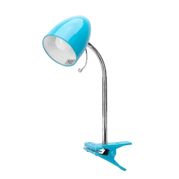 Imagen de Aigostar Lámpara de Escritorio con Pinza Retro， Lampara Lectura sin Bombilla， Flexo LED para Cama Compatible Bombillas Modelo E27 (Máx. 240V)， cable 153 cm， Azul