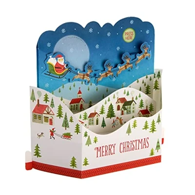 Imagen de Hallmark Tarjeta de Navidad abierta Diseño contemporáneo árbol desplegable 3D