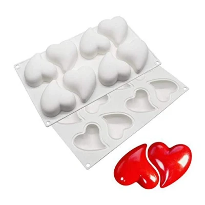 Imagen de molde pastel 3d, de silicona para postres pudín, 8 agujeros Corazones retorcidos