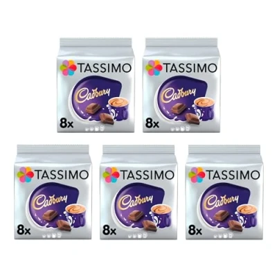 Imagen de Tassimo cápsulas de chocolate caliente Cadbury (paquete 5, 40 café en total)