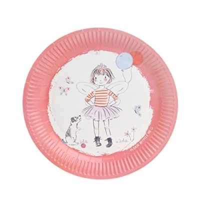 Imagen de Talking Tables Pack de 12 platos papel rosa Tilly &amp; Tigg para suministros fiesta infantil Vajilla Ecológica Reciclable y Desechable Alternativa al cumpleaños la princesa las hadas