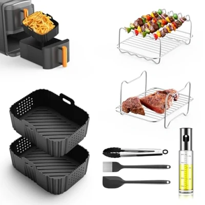 Imagen de Ninja Air Fryer Accesorios para Double Stack XL SL400EU, 2024 Nuevo Foodi Dual AF500EU, AF400EU, AF300EU 7,6 10,4 L, 8 PC Accesorios, Molde
